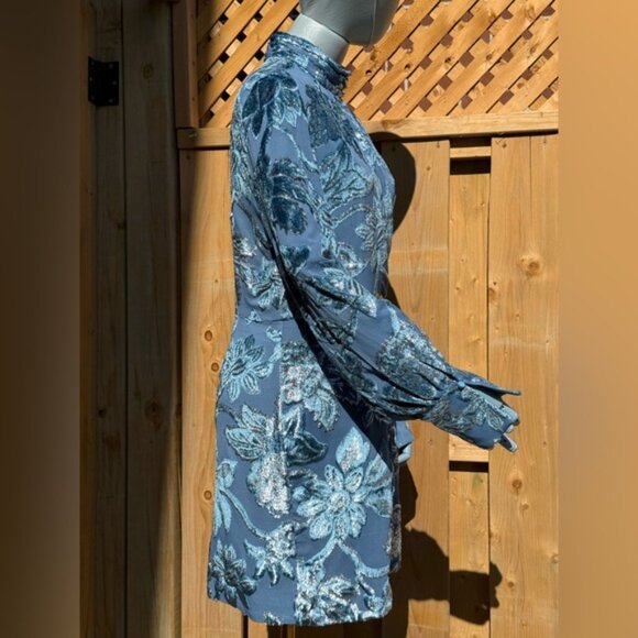 🆕 SIMKHAI 🧿 NWOT Halen Draped Velvet Mini Dress, Celestial Blue - Sz US 8 - Picture 7 of 14